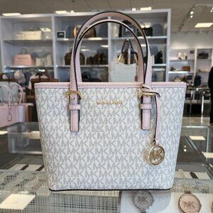Michael Kors Women's Jet Set Travel Logo Top Zip Tote Bag KB8 Blush Extra Small